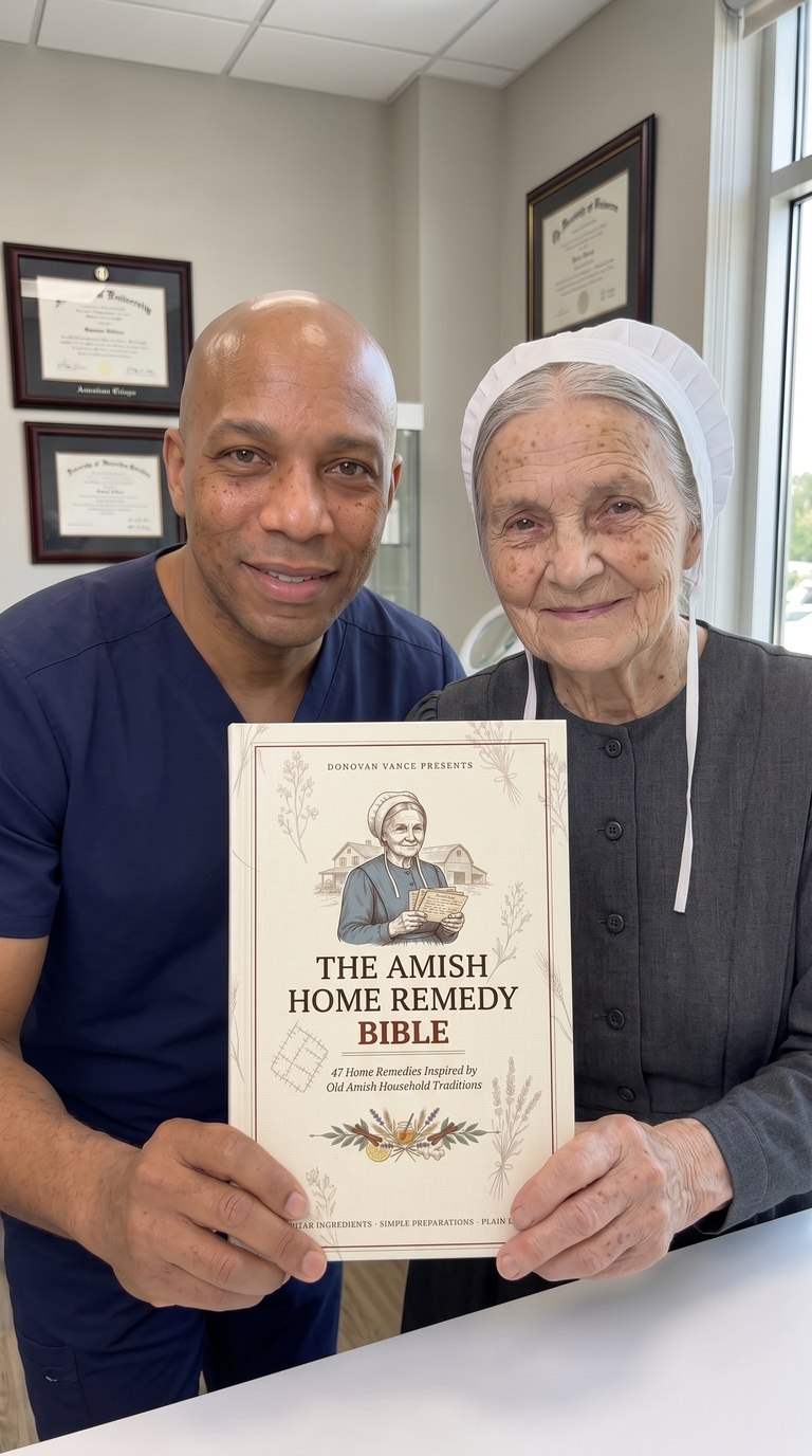 Donovan Vance holding The Amish Home Remedy Bible